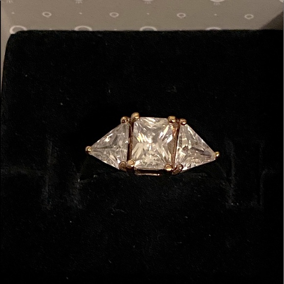 Vintage 3 Stone CZ Gold over Sterling Ring - Picture 2 of 11